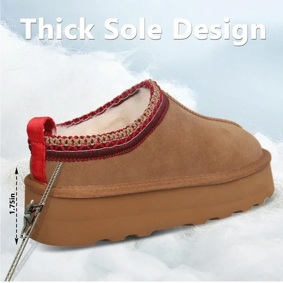 Women's Platform Mini Boots Short Ankle Boot Fur Fleece Anti-Slip Boot, Brown - Picture 4 of 12